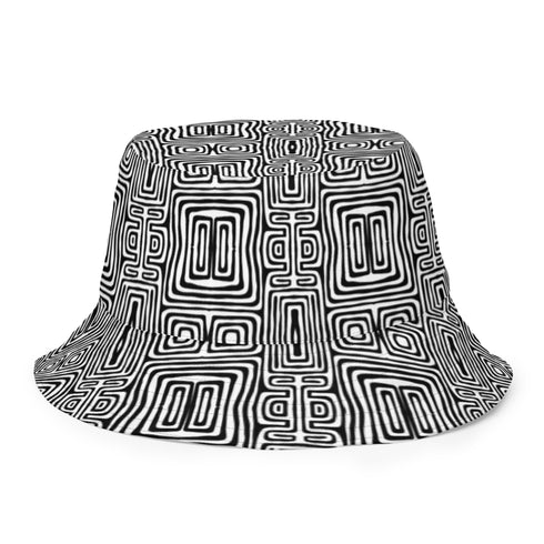 Black and White Yogard and Patched Reversible Bucket Hat